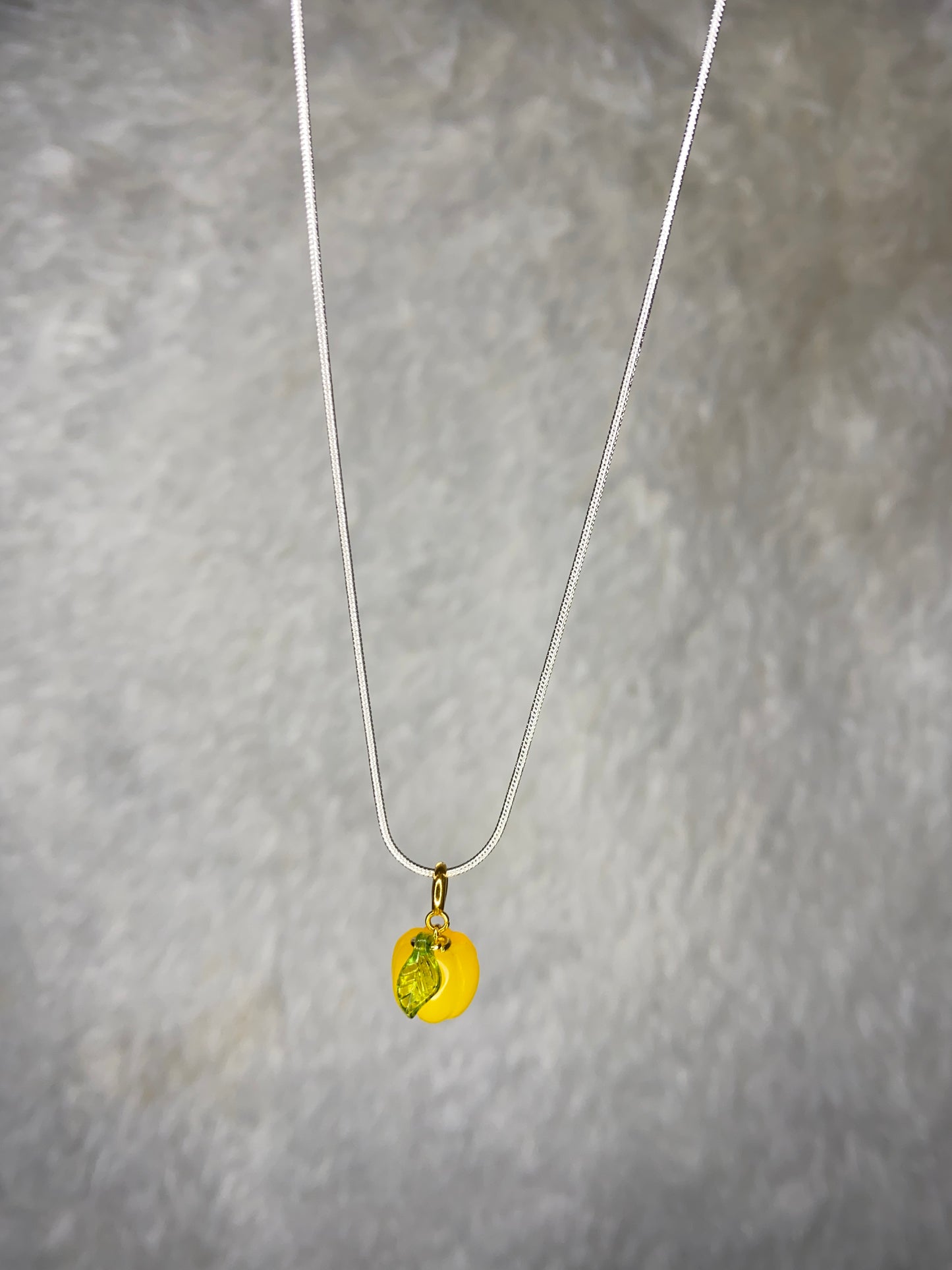 Sterling Silver Yellow Agate Pumpkin Necklace