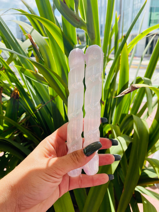 Polished Selenite Spiral Wand